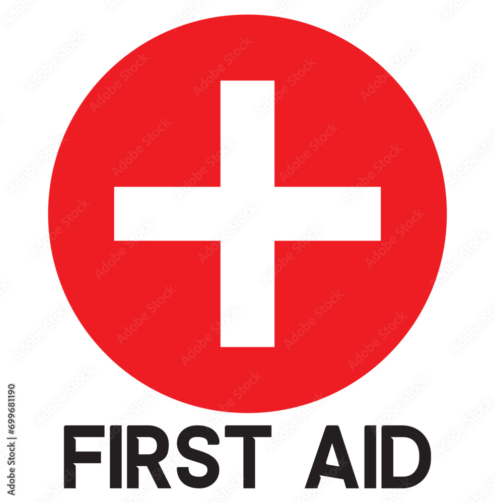 Fototapeta premium First aid icon, medical cross symbol with first aid text, vector illustration. eps 10 