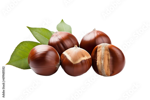 Chestnut nuts on a white isolated background, front view PNG