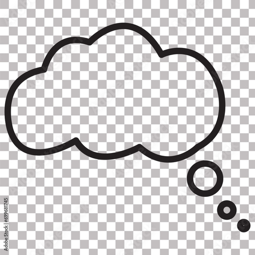 Think bubble isolated. Trendy think bubble in flat style. Modern template for social network and label. Creative thought balloon. Cloud line art, vector illustration