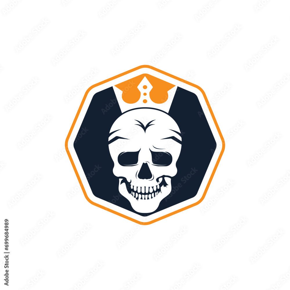 Skull king vector logo design template. Dark king logo design concept.