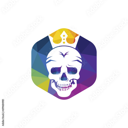 Fototapeta Naklejka Na Ścianę i Meble -  Skull king vector logo design template. Dark king logo design concept.