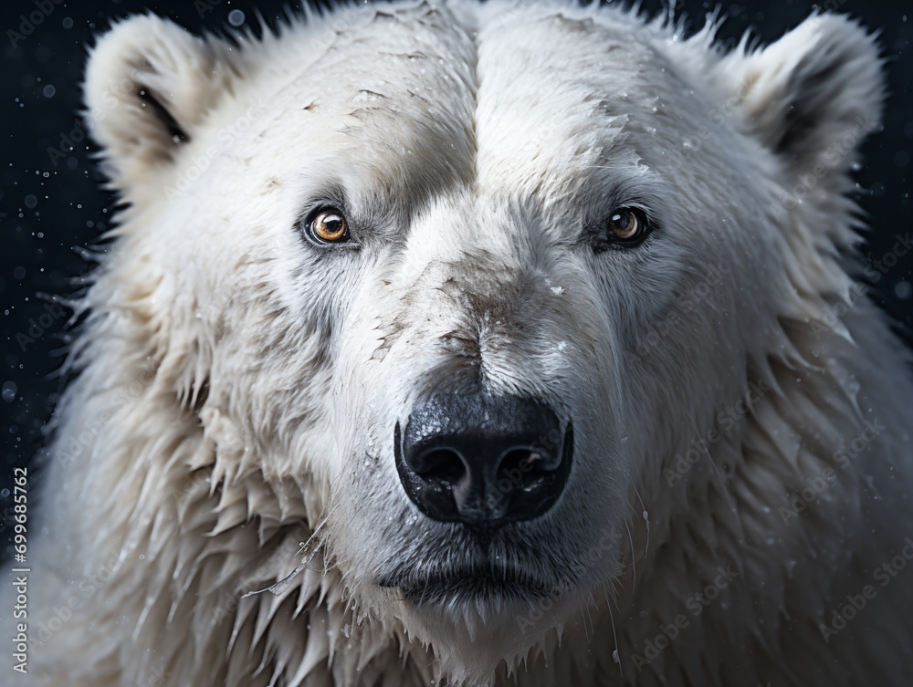 A close portrait photo of a polar bear