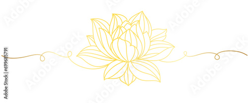 Golden lotus line art vector illustration, vesak day element design