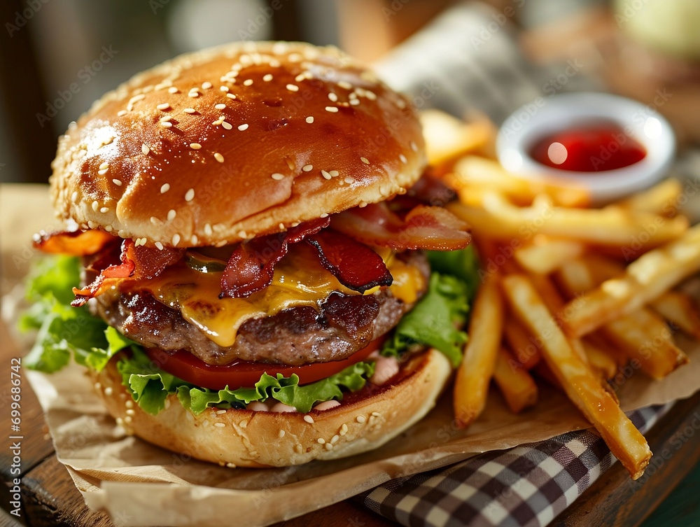 Hamburger with Fries Hamburger with Fries