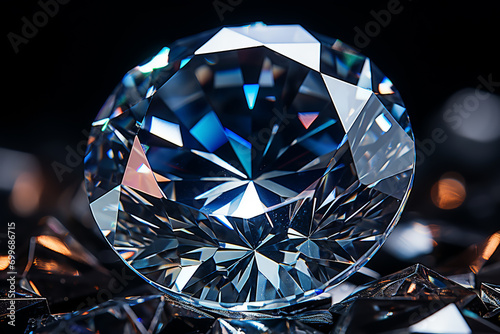 Precious blue diamond crystals on black background