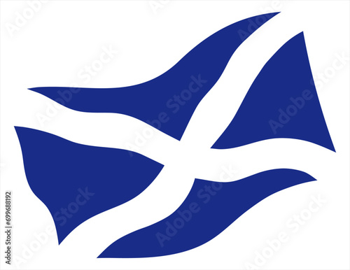 Scottish flag waving on a white background