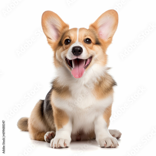 Welsh Corgi dog sitting isolated on white background