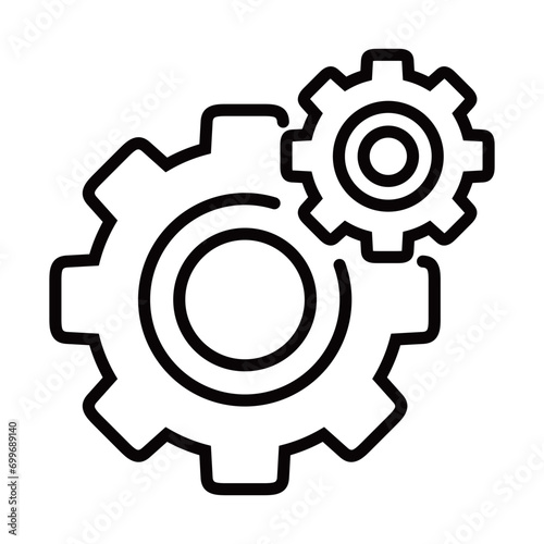 Gear cogwheel icon in trendy flat design. repair sign and symbol. photo