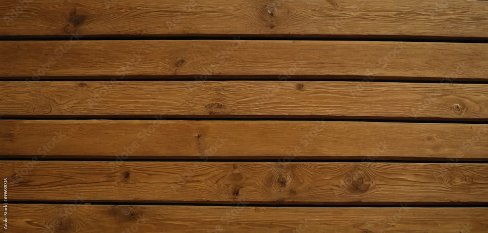 This image shows a close-up view of a wooden surface, characterized by horizontal planks with visible grains and textures. The wood has a dark brown color, and the lines between the planks are clearly