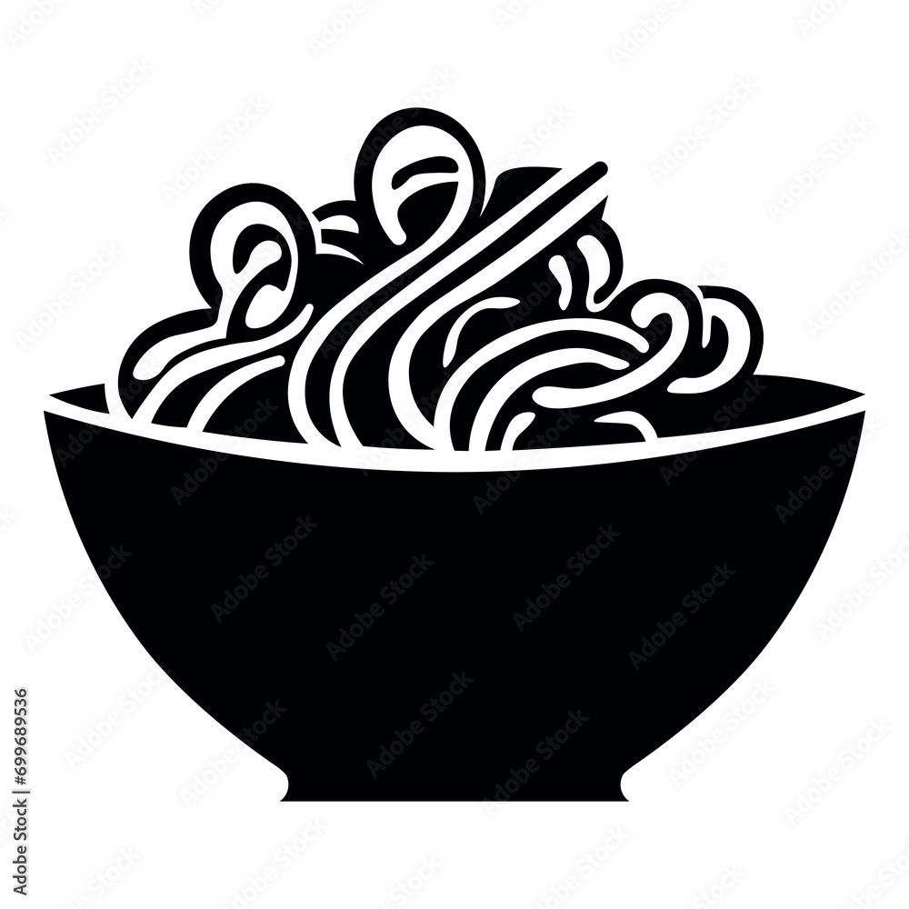 Noodles black vector icon on white background Noodles black vector icon on white background