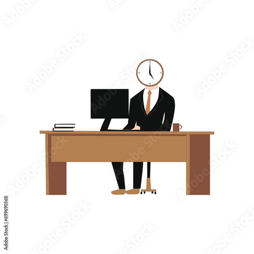company bosses and employees hardworking office desk time discipline