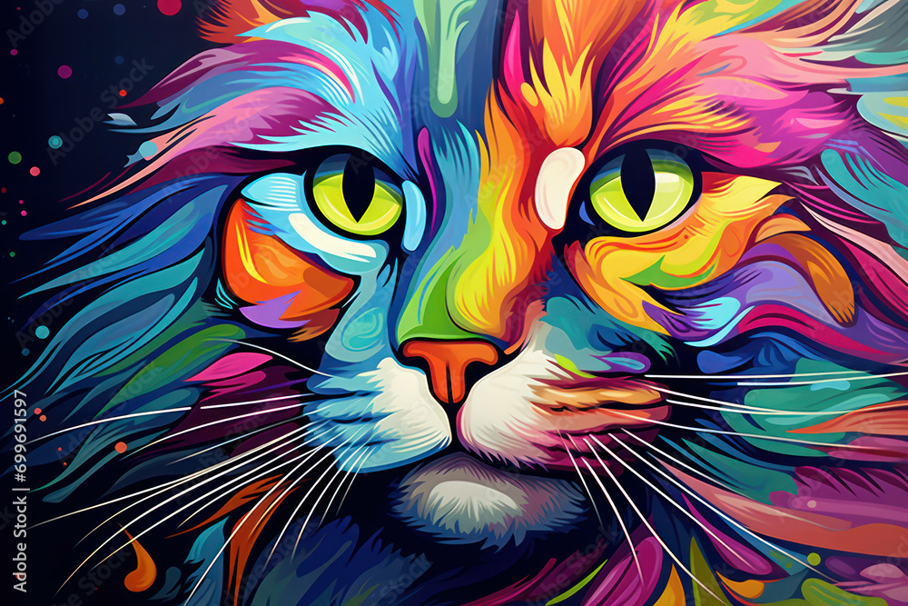 Background print animal modern head illustration cat cute art design abstract background decoration feline