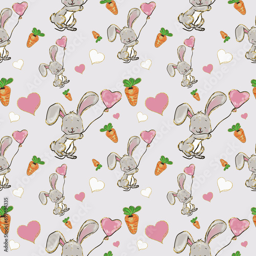 Bunny with balloon pattern design 