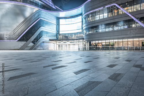 Canvas Print Empty square floor and city glass building landscape