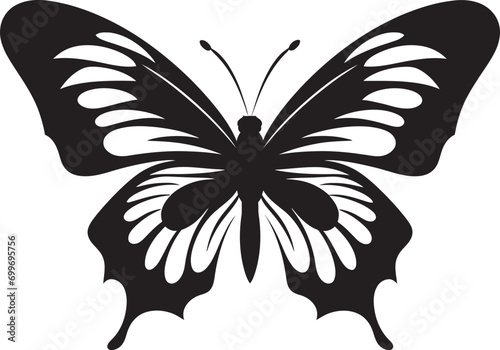 Midnight Mosaic Vector Butterfly Logo in Black Obsidian Odyssey Elegant Black Butterfly Icon