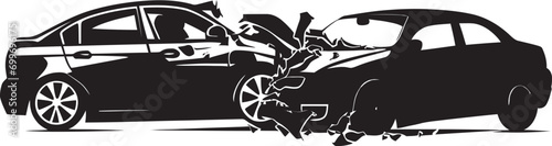 Shattered Silence Vector Car Accident Logo in Black Noir Catastrophe Black Car Crash Emblem Design photo