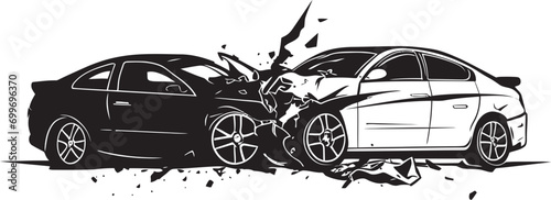 Fractured Elegance Vector Accident Icon in Black Collision Chronicles Black Car Crash Symbol