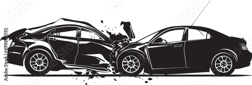 Fragmented Symmetry Black Car Accident Emblem Design Impact Noir Vector Car Crash Symbol