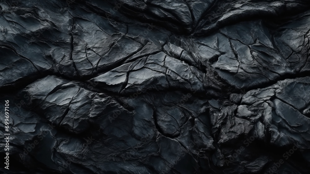 Volumetric rock texture with cracks. Black stone background with copy space for design. Wide banner. Design concept. Banner concept. Art concept. Rock concept. Background concept. Texture concept. Volumetric rock texture with cracks. Black stone background with copy space for design. Wide banner. Design concept. Banner concept. Art concept. Rock concept. Background concept. Texture concept.