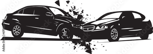 Ruined Reflections Vector Accident Logo Symbol Impact Impression Black Car Accident Design