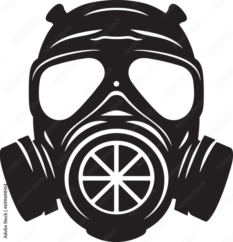 Stealth Defender Gas Mask Vector Logo Ebony Shield Black Gas Mask Emblem Symbol