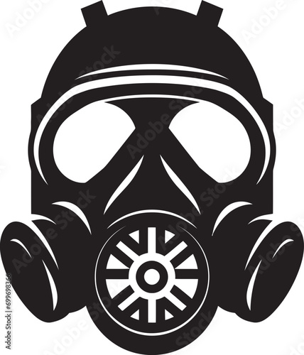 Midnight Defender Black Gas Mask Emblem Icon Shadowed Savior Gas Mask Vector Emblem © BABBAN