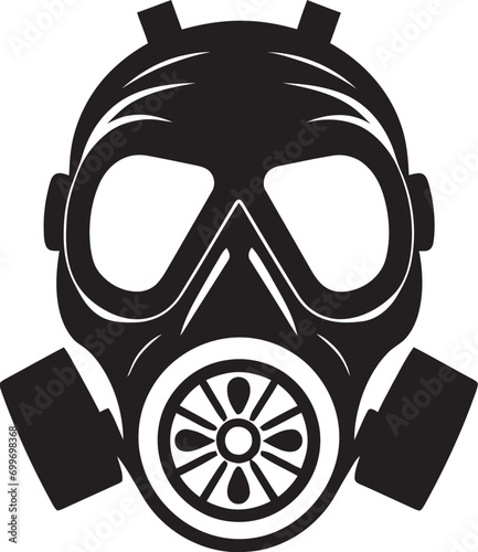 Lunar Guardian Black Gas Mask Icon Logo Eclipse Safeguard Vector Gas Mask Icon Design © BABBAN