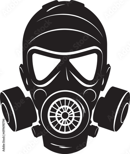 Dark Shield Gas Mask Vector Icon Design Nightfall Sentinel Black Gas Mask Emblem Design