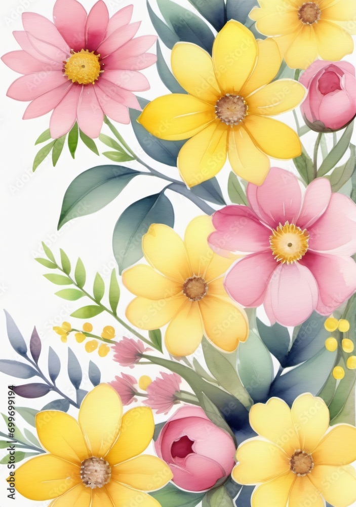 A Watercolor Painting Of Flowers A Watercolor Painting Of Flowers