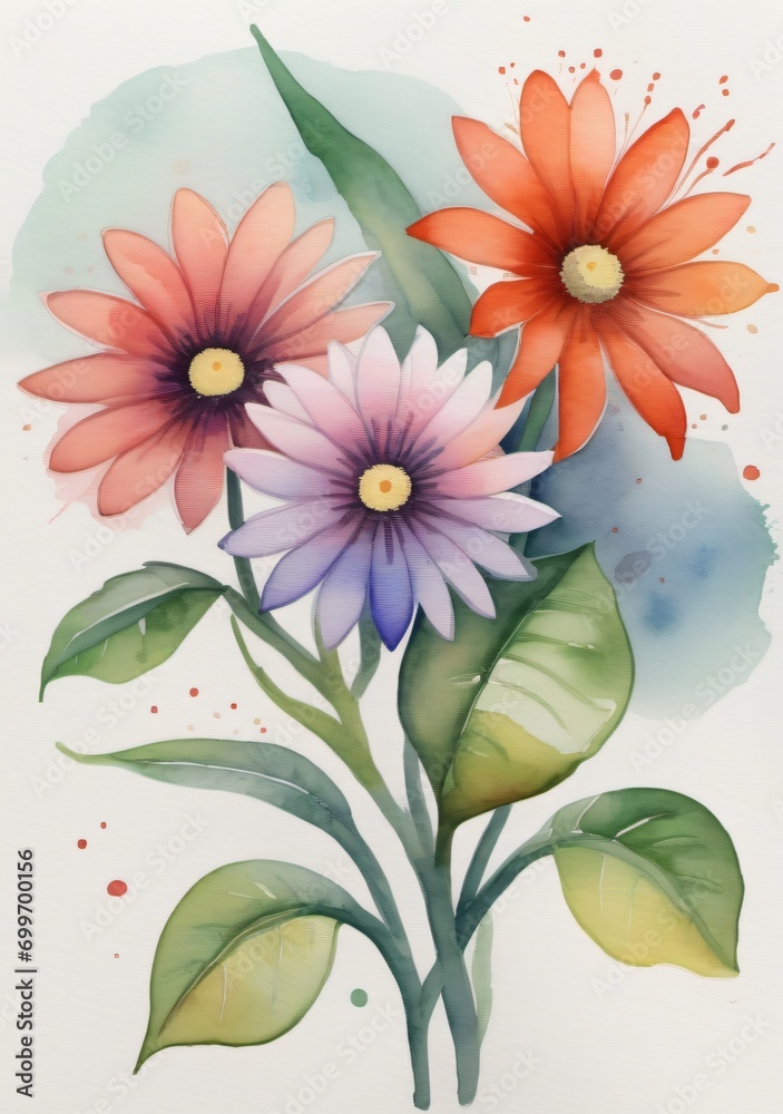 Watercolor Painting Of Flowers