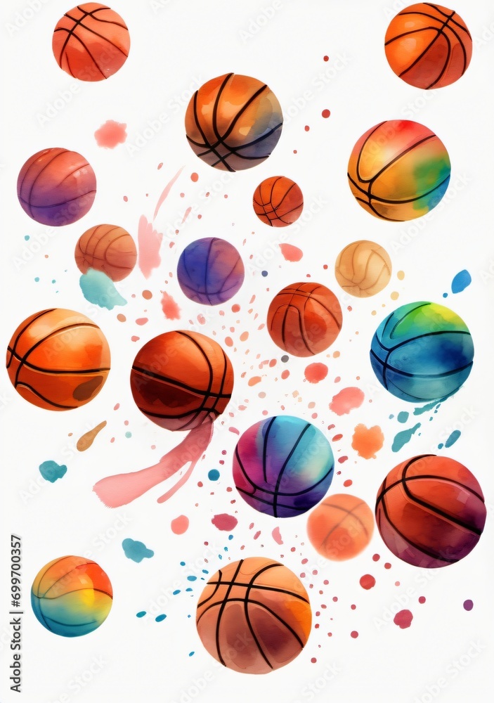 Watercolor Basketball Ball Clipart