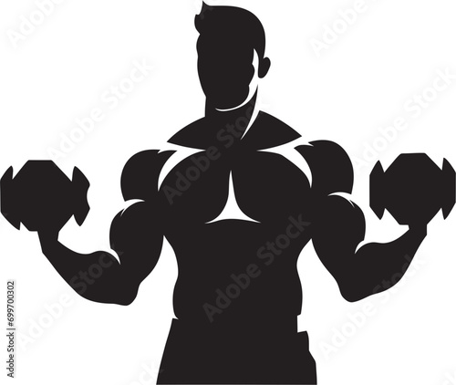 MuscleMotion Dumbbell Man Vector Icon FitnessForge Black Vector Workout Emblem