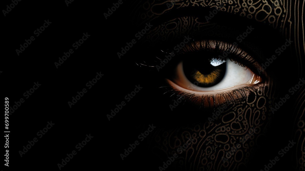 Beautiful eyes on a black background AI generated image