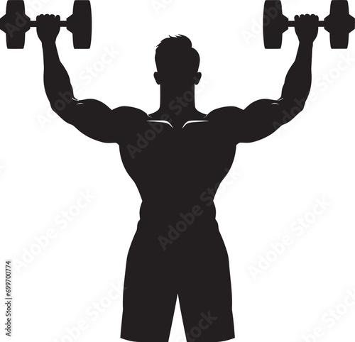 DumbbellDrive Man Workout Emblem PowerPump Black Vector Dumbbell