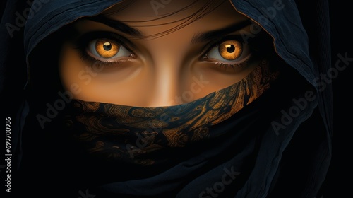 The beautiful eyes of the veiled girl AI generated image