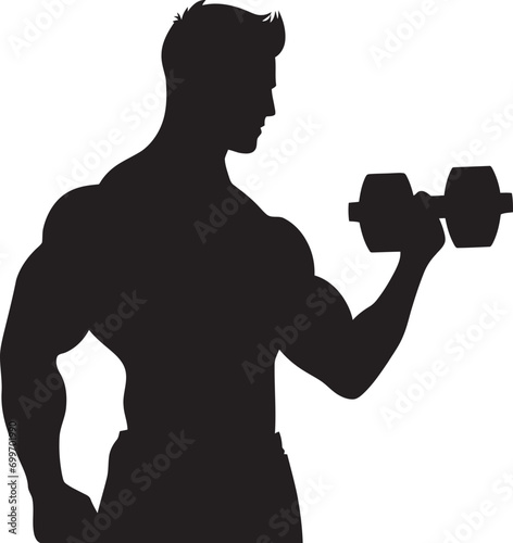 Iron Will Black Dumbbell Icon Design Fitness Fusion Dumbbell Man Logo