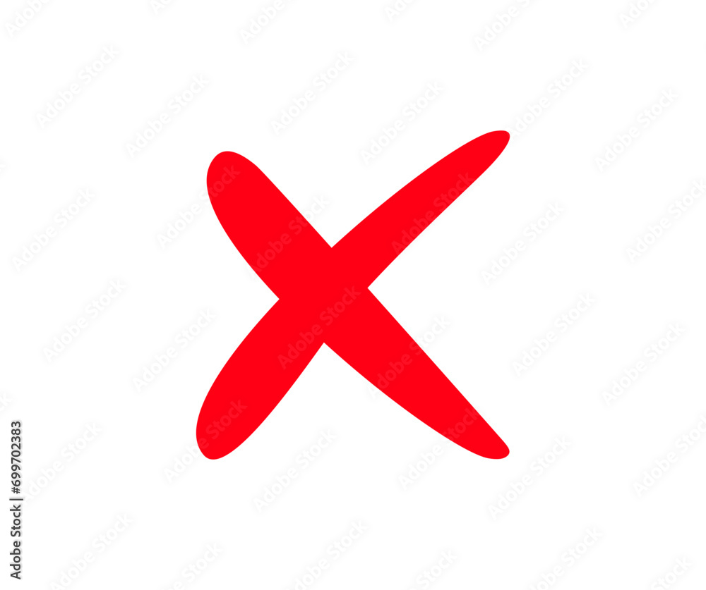 Red cross mark icon. X symbol. Red cross mark, NO sign vector design and illustration.
