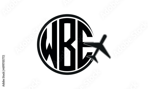 WBE three initial letter circle tour & travel agency logo design vector template. hajj umrah agency, abstract, wordmark, business, monogram, minimalist, brand, company, flat, tourism agency, tourist photo