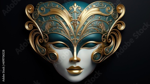 Embossed ornamental female mask AI generated image