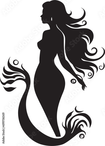 Noir Nautical Mermaid Logo Iconography Onyx Oceanic Vector Mermaid Icon