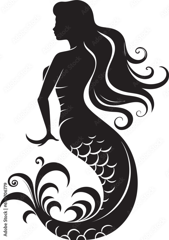 Ebon Echoes Black Mermaid Iconography Darkwater Dreams Vector Mermaid Emblem