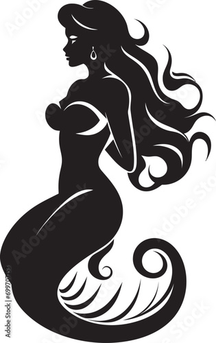 Sable Sirens Serenade Black Mermaid Icon Nocturnal Tide Mermaid Black Vector