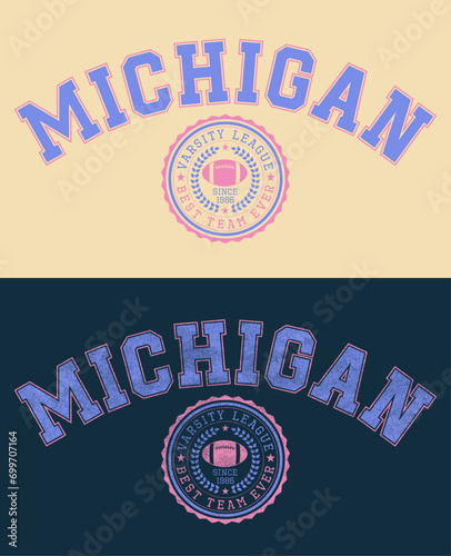 Vintage typography college varsity michigan detroit city usa slogan print for graphic tee t shirt or swaetshirt - Vector photo
