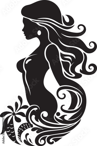 Enchanted Echo Mermaid Vector Icon Midnight Mirage Black Mermaid Logo