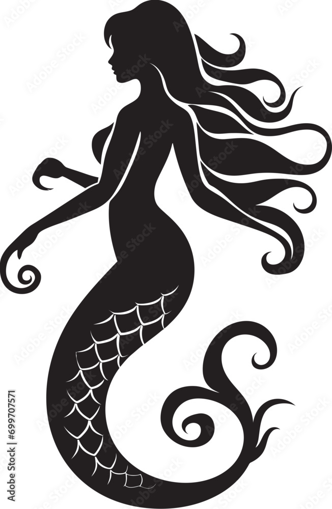 Aquatic Harmony Mermaid Vector Icon Enchanted Enigma Black Vector Mermaid Emblem Aquatic Harmony Mermaid Vector Icon Enchanted Enigma Black Vector Mermaid Emblem