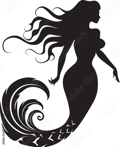 Whispering Waves Iconic Mermaid Emblem Sirens Serenade Black Mermaid Icon Design