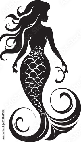 Abyssal Allure Black Mermaid Vector Symbol Oceanic Overture Mermaid Emblem Logo