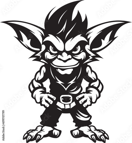 Laughing Leprechaun Cartoon Goblin Emblem Diminutive Delight Black Goblin Design