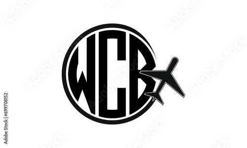 WCB three initial letter circle tour & travel agency logo design vector template. hajj umrah agency, abstract, wordmark, business, monogram, minimalist, brand, company, flat, tourism agency, tourist