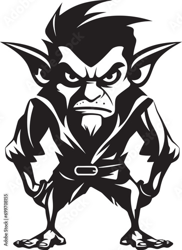 Miniature Mirth Cartoon Goblin Logo Icon Wee Wonders Black Goblin Symbol